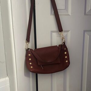 Hammitt Pebbled Crossbody Bag in Burgundy with Gold Hardware